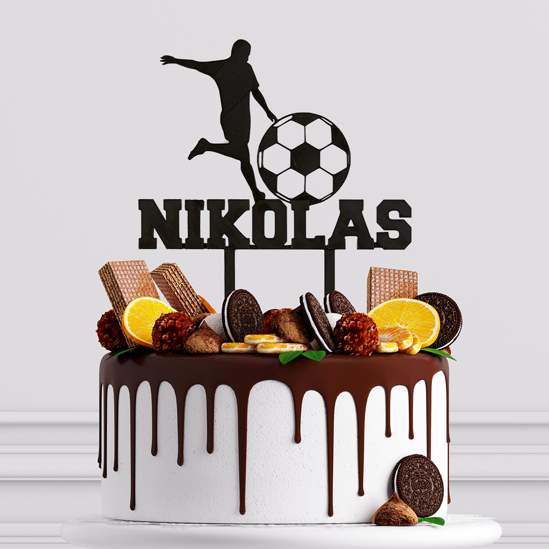 Zápich futbalista s menom a loptou