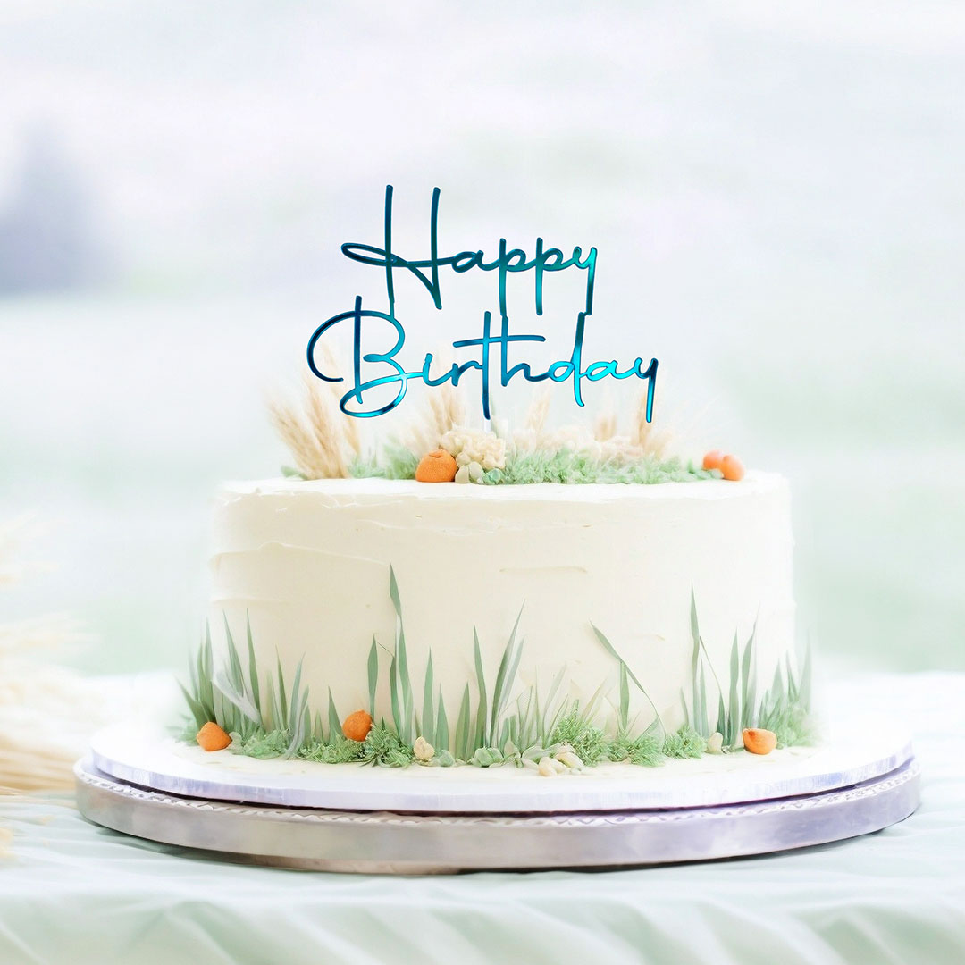 Zrkadlový zápich - nápis Happy birthday štýl 3